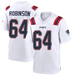 Men's Layden Robinson New England Patriots No.64 Game Jersey - White