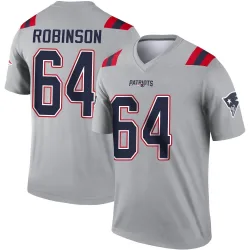 Men's Layden Robinson New England Patriots No.64 Legend Inverted Jersey - Gray