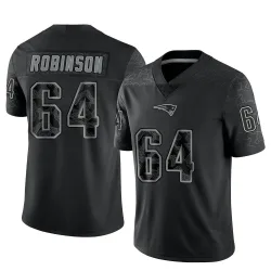 Men's Layden Robinson New England Patriots No.64 Limited Reflective Jersey - Black