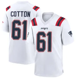 Men's Lester Cotton New England Patriots No.61 Game Jersey - White
