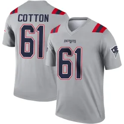 Men's Lester Cotton New England Patriots No.61 Legend Inverted Jersey - Gray