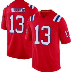 Men's Mack Hollins New England Patriots No.13 Game Alternate Jersey - Red