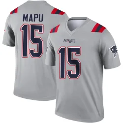 Men's Marte Mapu New England Patriots No.15 Legend Inverted Jersey - Gray