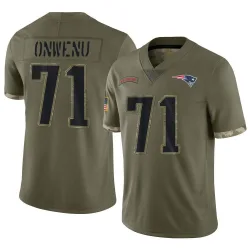Men's Mike Onwenu New England Patriots No.71 Limited 2022 Salute To Service Jersey - Olive