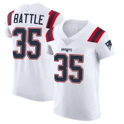 Men's Miles Battle New England Patriots No.35 Elite Vapor Untouchable Jersey - White