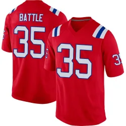 Men's Miles Battle New England Patriots No.35 Game Alternate Jersey - Red