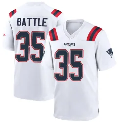 Men's Miles Battle New England Patriots No.35 Game Jersey - White