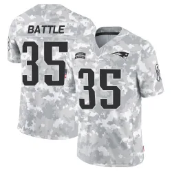 Men's Miles Battle New England Patriots No.35 Limited 2024 Salute to Service Jersey - Arctic Camo