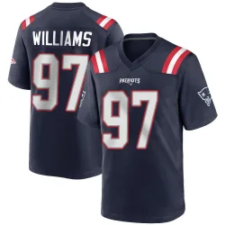 Men's Milton Williams New England Patriots No.97 Game Team Color Jersey - Navy Blue