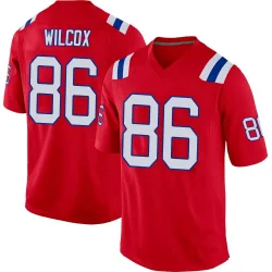 Men's Mitchell Wilcox New England Patriots No.86 Game Alternate Jersey - Red