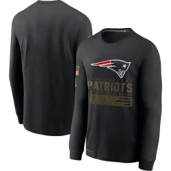 Men's New England Patriots No. 2020 Salute to Service Sideline Performance Long Sleeve T-Shirt - Black