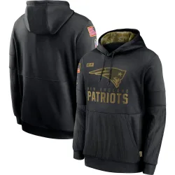 Men's New England Patriots No. 2020 Salute to Service Sideline Performance Pullover Hoodie - Black