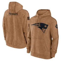 Men's New England Patriots No. 2023 Salute to Service Club Pullover Hoodie - Brown