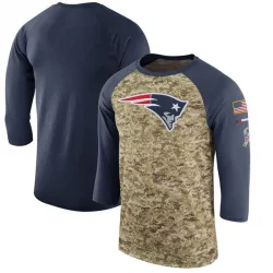 Men's New England Patriots No. Legend Salute to Service 2017 Sideline Performance Three-Quarter Sleeve T-Shirt - Camo/Navy