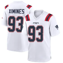 Men's Oshane Ximines New England Patriots No.93 Game Jersey - White