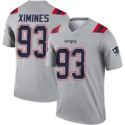 Men's Oshane Ximines New England Patriots No.93 Legend Inverted Jersey - Gray