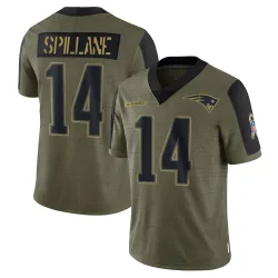 Men's Robert Spillane New England Patriots No.14 Limited 2021 Salute To Service Jersey - Olive