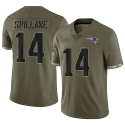 Men's Robert Spillane New England Patriots No.14 Limited 2022 Salute To Service Jersey - Olive