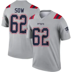 Men's Sidy Sow New England Patriots No.62 Legend Inverted Jersey - Gray