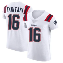 Men's Sione Takitaki New England Patriots No.16 Elite Vapor Untouchable Jersey - White