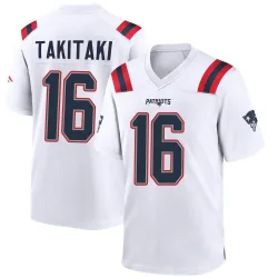 Men's Sione Takitaki New England Patriots No.16 Game Jersey - White