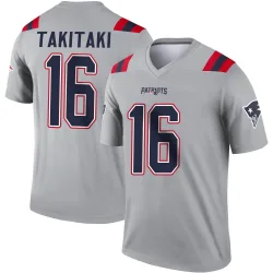 Men's Sione Takitaki New England Patriots No.16 Legend Inverted Jersey - Gray