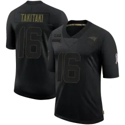 Men's Sione Takitaki New England Patriots No.16 Limited 2020 Salute To Service Jersey - Black