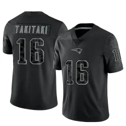 Men's Sione Takitaki New England Patriots No.16 Limited Reflective Jersey - Black