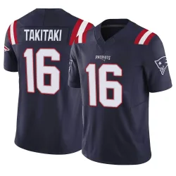 Men's Sione Takitaki New England Patriots No.16 Limited Vapor F.U.S.E. Jersey - Navy