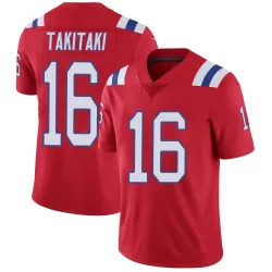 Men's Sione Takitaki New England Patriots No.16 Limited Vapor Untouchable Alternate Jersey - Red