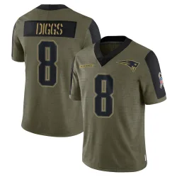 Men's Stefon Diggs New England Patriots No.8 Limited 2021 Salute To Service Jersey - Olive