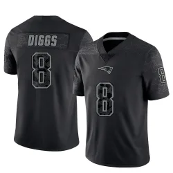 Men's Stefon Diggs New England Patriots No.8 Limited Reflective Jersey - Black