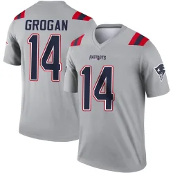 Men's Steve Grogan New England Patriots No.14 Legend Inverted Jersey - Gray