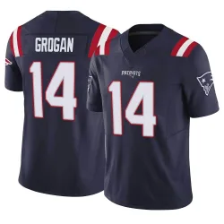 Men's Steve Grogan New England Patriots No.14 Limited Vapor F.U.S.E. Jersey - Navy