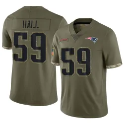 Men's Terez Hall New England Patriots No.59 Limited 2022 Salute To Service Jersey - Olive