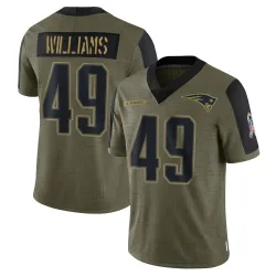 Men's Trayveon Williams New England Patriots No.49 Limited 2021 Salute To Service Jersey - Olive