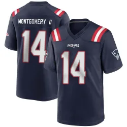 Men's Ty Montgomery II New England Patriots No.14 Game Team Color Jersey - Navy Blue