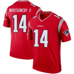 Men's Ty Montgomery II New England Patriots No.14 Legend Inverted Jersey - Red