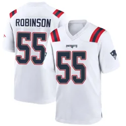 Men's Tyrese Robinson New England Patriots No.55 Game Jersey - White