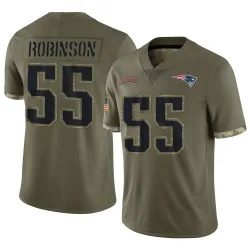 Men's Tyrese Robinson New England Patriots No.55 Limited 2022 Salute To Service Jersey - Olive