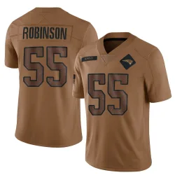 Men's Tyrese Robinson New England Patriots No.55 Limited 2023 Salute To Service Jersey - Brown