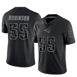 Men's Tyrese Robinson New England Patriots No.55 Limited Reflective Jersey - Black
