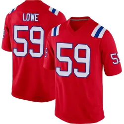 Men's Vederian Lowe New England Patriots No.59 Game Alternate Jersey - Red