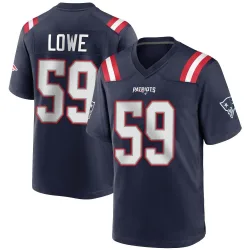 Men's Vederian Lowe New England Patriots No.59 Game Team Color Jersey - Navy Blue
