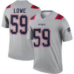 Men's Vederian Lowe New England Patriots No.59 Legend Inverted Jersey - Gray