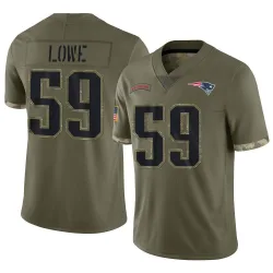 Men's Vederian Lowe New England Patriots No.59 Limited 2022 Salute To Service Jersey - Olive