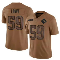 Men's Vederian Lowe New England Patriots No.59 Limited 2023 Salute To Service Jersey - Brown