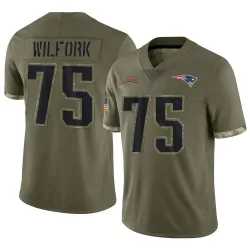Men's Vince Wilfork New England Patriots No.75 Limited 2022 Salute To Service Jersey - Olive