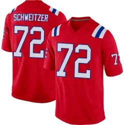 Men's Wes Schweitzer New England Patriots No.72 Game Alternate Jersey - Red