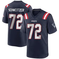 Men's Wes Schweitzer New England Patriots No.72 Game Team Color Jersey - Navy Blue